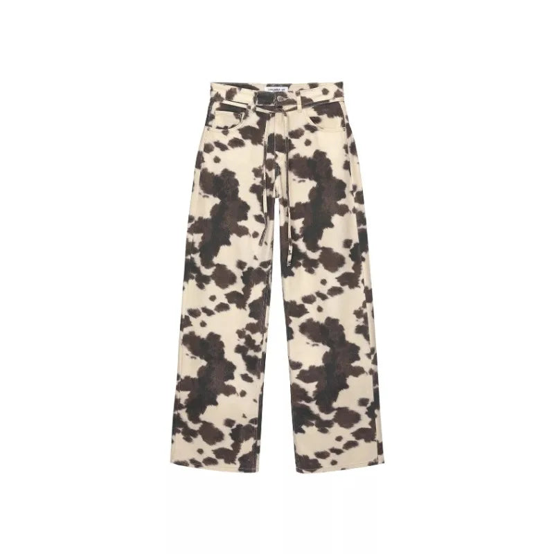 Patchwork Wide Leg Denim Pants