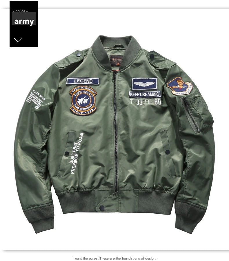 Aviation Embroidered Bomber Jacket