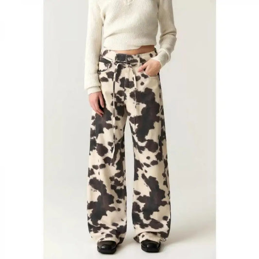 Patchwork Wide Leg Denim Pants