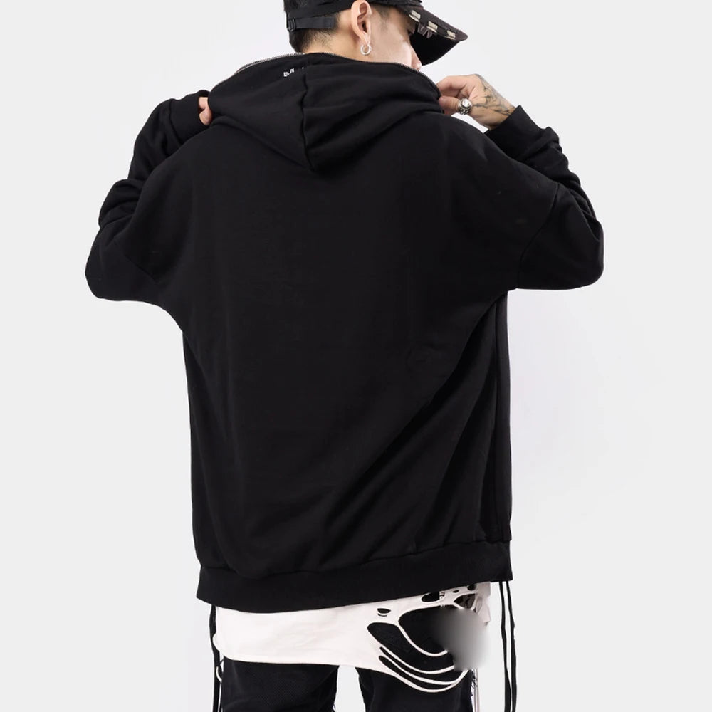 Patterned Oversized Zip Hoodie