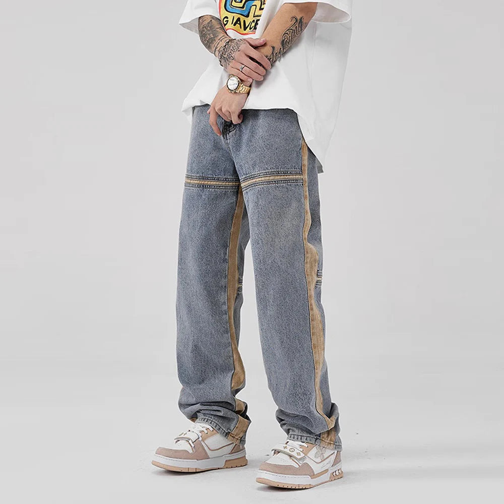 Drawstring Wide Leg Denim Pants
