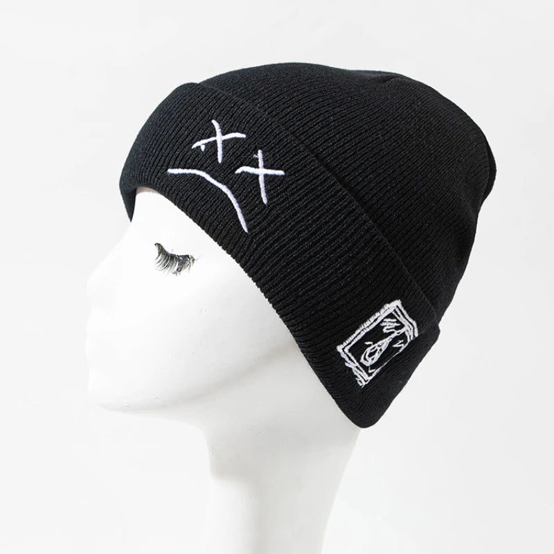 Embroidered Sad Face Beanie