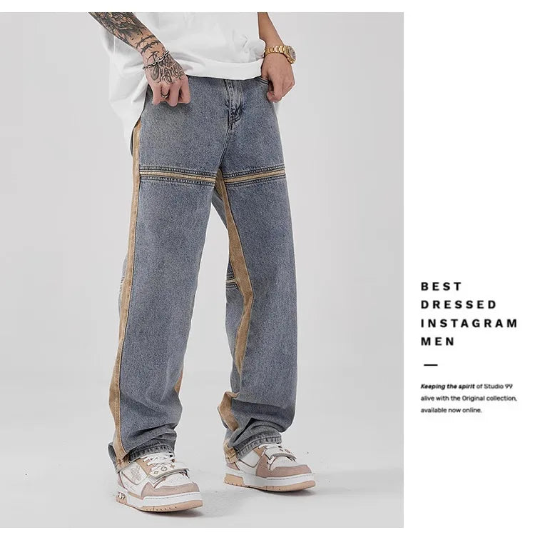 Drawstring Wide Leg Denim Pants
