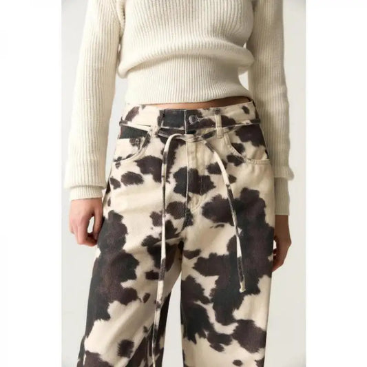 Patchwork Wide Leg Denim Pants