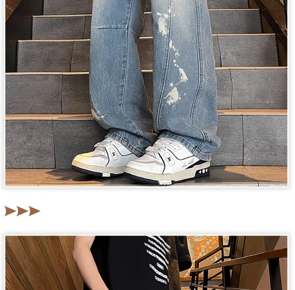 Patchwork Yellow Stripe Jeans