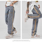 Drawstring Wide Leg Denim Pants