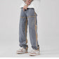 Drawstring Wide Leg Denim Pants