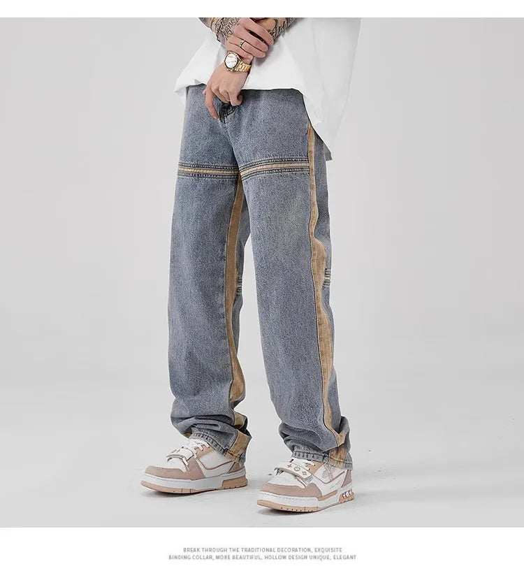 Drawstring Wide Leg Denim Pants