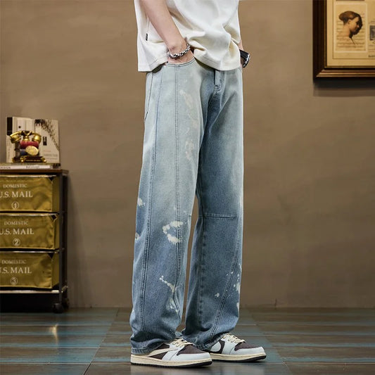 Patchwork Yellow Stripe Jeans