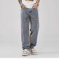 Drawstring Wide Leg Denim Pants
