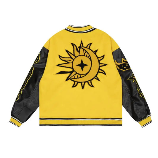 Flame Patchwork Bomber Jacket