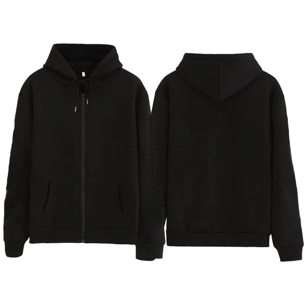 Patterned Oversized Zip Hoodie