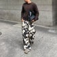 Patchwork Wide Leg Denim Pants