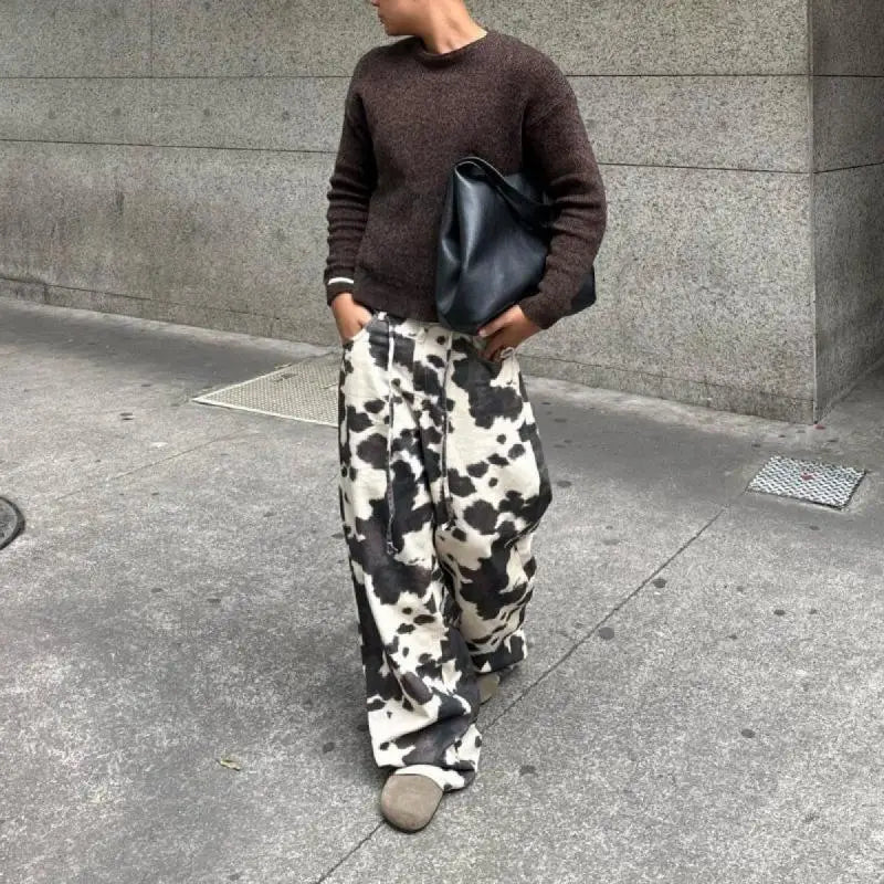 Patchwork Wide Leg Denim Pants