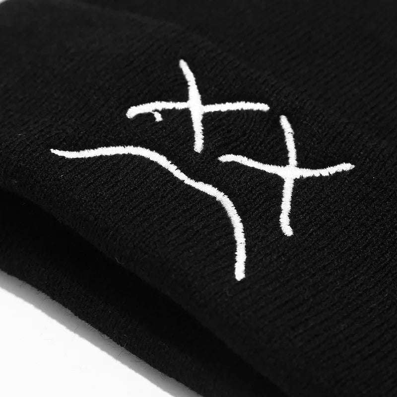 Embroidered Sad Face Beanie