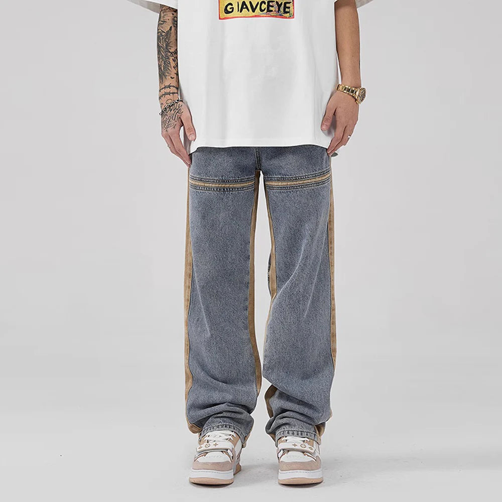 Drawstring Wide Leg Denim Pants