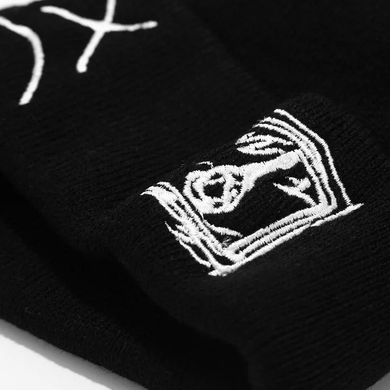 Embroidered Sad Face Beanie