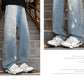 Patchwork Yellow Stripe Jeans