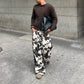 Patchwork Wide Leg Denim Pants
