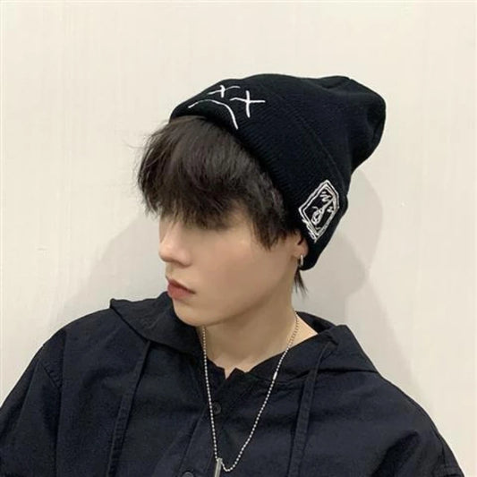 Embroidered Sad Face Beanie